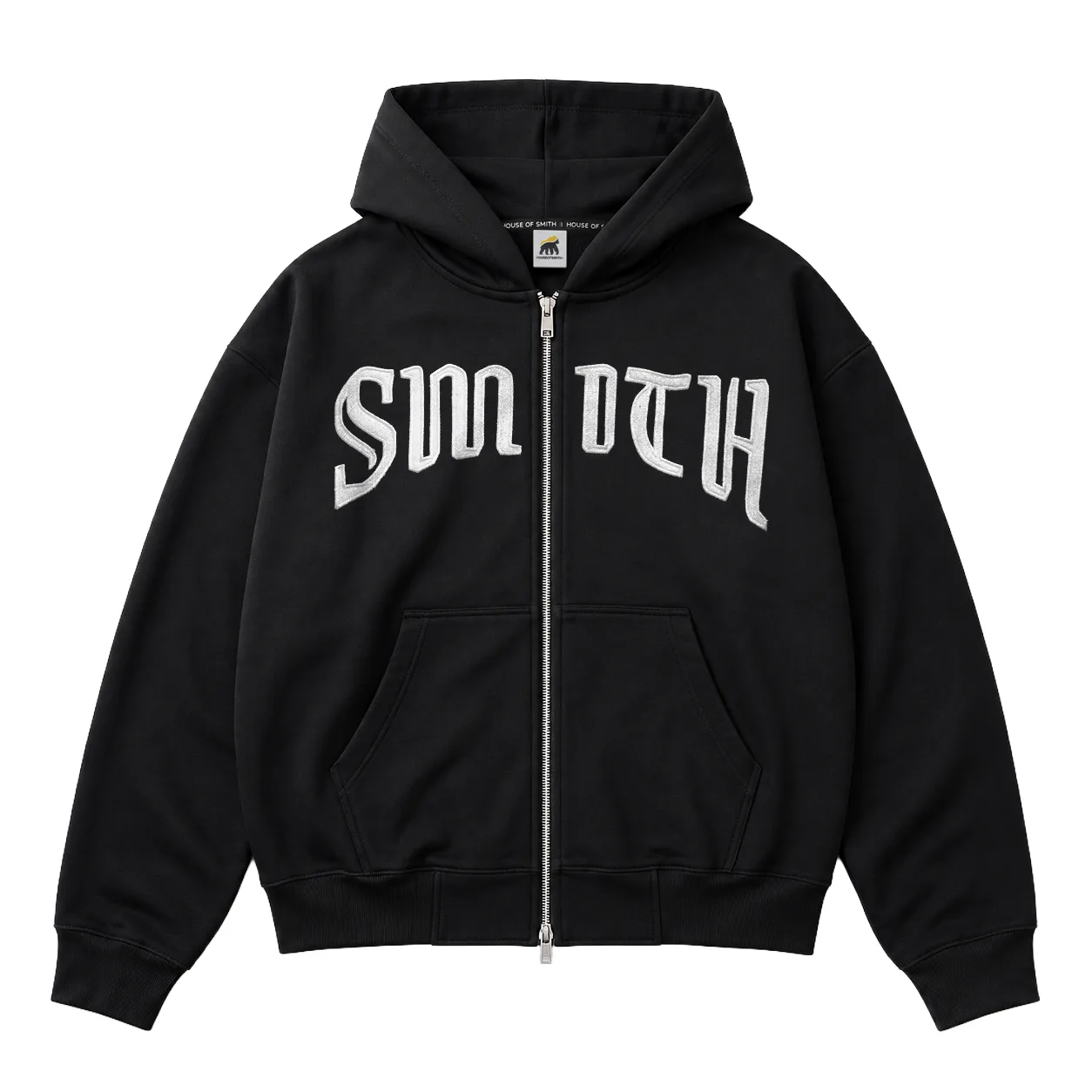 Grenze Zipper Boxy Hoodie Black
